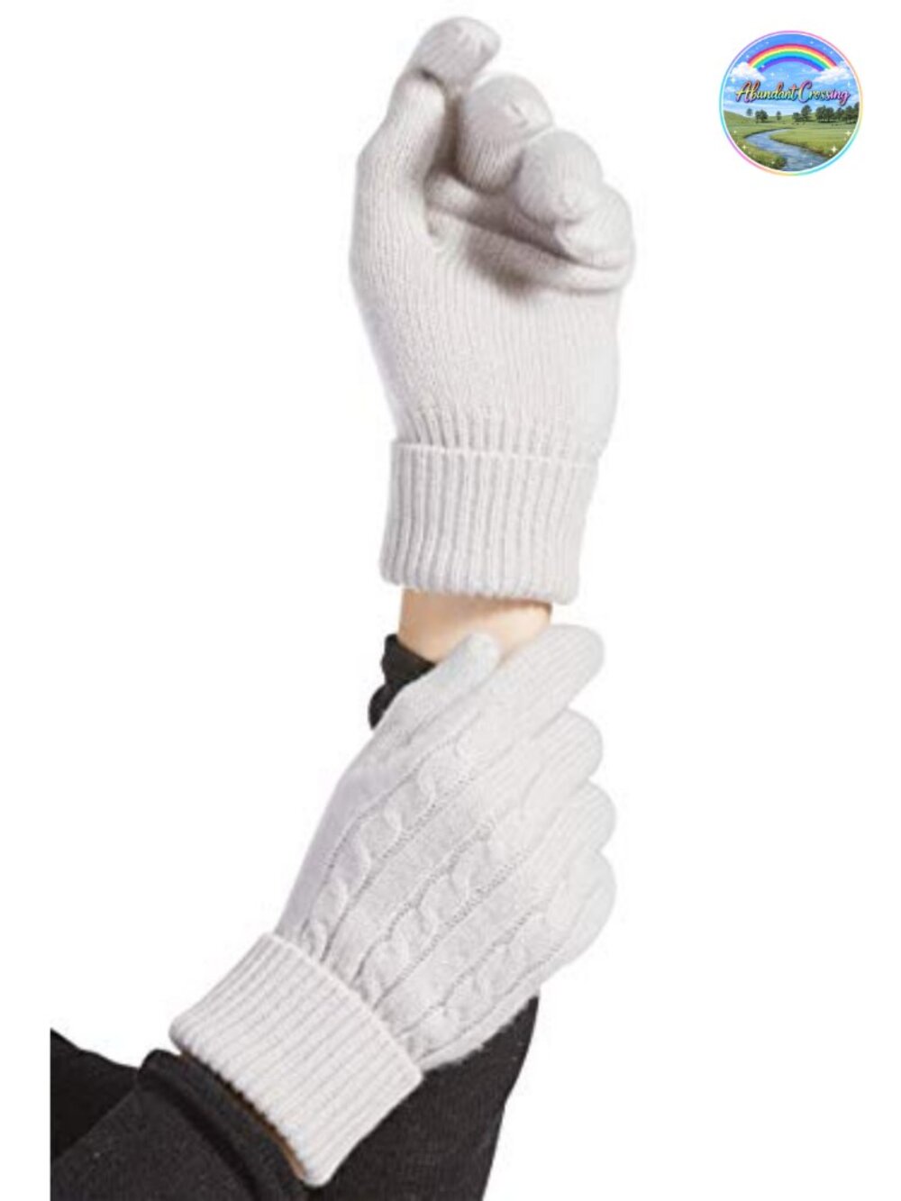 100% Cashmere Cable Knit Gloves Women's Cold Weather